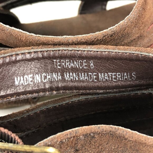 Corkys Women's Size 8 Terrance Brown Faux Suede Open Toe Back Zip Sandals - Picture 13 of 15